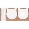 Dubbele keramiek voerbak met houten houder - Zolia Milky
