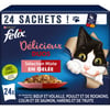 FELIX Tendres Effilés em Geleia Délicieux Duos Carnes para gato adulto 24 saquetas