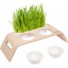 Gamelle double en céramique avec monture bois + support herbe à chat Zolia Cat'Ray