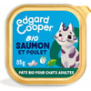 Edgard & Cooper Barquette de Pâtée Biologique Saumon et Poulet frais Sans Céréales pour Chat Adulte