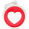 Médaille à graver Classic grand cercle cœur rouge