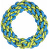 Juguete para perro Tofla anillo azul/amarillo de caucho y nylon resistente