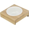 Plato de cerámica con soporte de bambú para gato