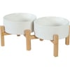 Zolux Comedero doble de cerámica gres Kéramo con soporte para perros pequeños y gatos - Blanco