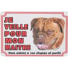 Placa de sinalização de cão Bordeaux Dog 