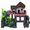 Decoração de aquário casa pequena de madeira sobre pilares