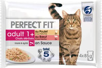 PERFECT FIT Adult Comida húmeda con carne para gatos esterilizados