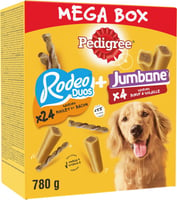 PEDIGREE MEGA BOX RODEO DUO + JUMBONE SON Mix de friandises pour chien