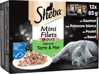 SHEBA Pâtée pour chat Mini Filets Sélection Terre & Mer