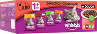 WHISKAS Méga-Pack 80 Pâtées mixtes pour chat adulte - 4 variétés