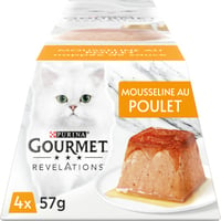 GOURMET Révélations - pirâmide de mousse com frango e uma cascata de molho para gato