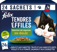 FELIX Tendres Effilés em Geleia Carnes e Peixes com Legumes para gato adulto
