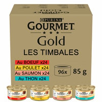 Gourmet Gold Les Timbales - Alimento húmido misto para gato 4 sabores diferentes - Pack 96x85g