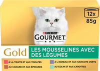 GOURMET GOLD Les Mousselines avec des Légumes pour chat adulte - 12x85g 