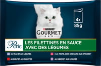 GOURMET PERLE Les Filettines avec des légumes 4 variétés pour chat adultes 4x85g