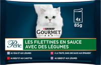 GOURMET PERLE Filetes com vegetais 4 variedades para gatos adultos 4x85g