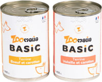 Terrine senza cereali Zoomalia Basic per cani - 2 ricette a scelta - Manzo 1 x 400g