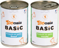 Zoomalia Basic Emincés en gelée pour chat sans céréales - 2 saveurs au choix - Boeuf - 1 x 400