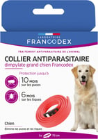 
Francodex Antiparasitaire Halsband met Dimpylate- Effectief 300 dagen tegen vlooien en 200 dagen tegen teken
