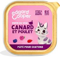 Edgard & Cooper Barquette de Pâtée Canard et Poulet frais Sans Céréales pour Chaton