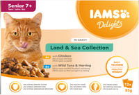 IAMS Delight Senior Nassfutter in Sauce Land&Sea Collection für ältere Katzen