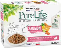 PRO-NUTRITION Pure Life Salmón comida húmeda para gatos - Pack mega 12x85gr