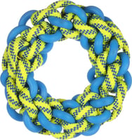 Brinquedo para cão Tofla anel azul/amarelo em borracha e nylon resistente