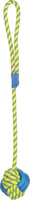 Speelgoed voor honden Tofla bal + trekkoord blauw/geel van stevig rubber en nylon