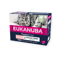 Eukanuba pâtée sans céréales riche en agneau pour chat sénior