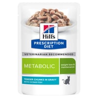 Packung mit 12 HILL'S Prescription Diet Metabolic Frischebeutel für Katzen mit Meeresfischen