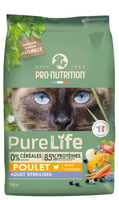 PRO-NUTRITION Pure Life Sans Céréales Sterilized au Poulet pour Chat Adulte Stérilisé