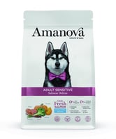 AMANOVA Sensitive Croquettes sans céréales avec 70% de saumon frais pour Chien sensible