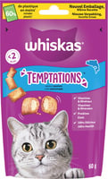 WHISKAS TEMPTATIONS Golosinas de Salmón para gato adulto