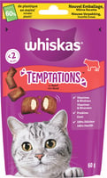 WHISKAS TEMPTATIONS Leckerli mit Rind für ausgewachsene Katzen