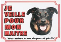 Placa de sinalização de cão Pastor-de-beauce "Eu cuido para o meu dono"