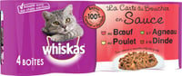 Pack de 4 Patês WHISKAS La Carte du Boucher em molho para gatos