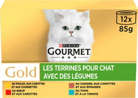 GOURMET GOLD Terrine con verduras comida húmeda para gatos Pack mega 12x85