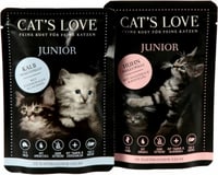 CAT'S LOVE Junior 85g Comida húmeda natural para gatitos - 2 recetas para elegir