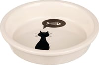 Ciotola in ceramica con gatto, bianco