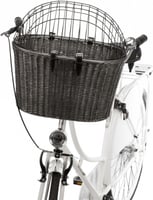 Front-Fahrradkorb aus Rattan für kleine Hunderassen oder Halterung