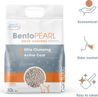 Areia para gato ultra Aglomerante BentoPearl Odor Control Quality Clean 8 kg