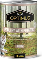 Ração húmida para cachorros Optimus Puppy com carne de aves e batatas, sem cereais para cachorro