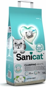 Sanicat klumpendes weißes Katzenstreu 10L - Frische Baumwolle