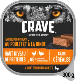 CRAVE Pâtée sans céréales au poulet et à la dinde pour chien