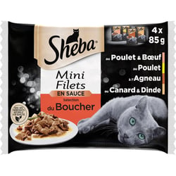 SHEBA Fleischerplatte Selection Mini Filet Katzenfutter - 4 Sorten