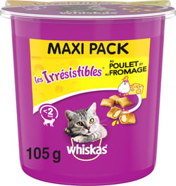 WHISKAS Knuspertaschen Leckerlis mit Huhn & Käse für erwachsene Katzen