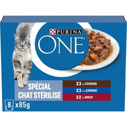 PURINA ONE Chat Stérilisé - multivariétés - canard, sardine, boeuf