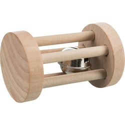 Rouleau de jeu avec clochette en bois pour chat