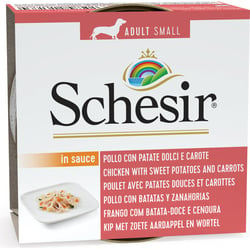 SCHESIR Petit Cuisine Pâtée poulet, patate douce et carotte pour petit chien adulte