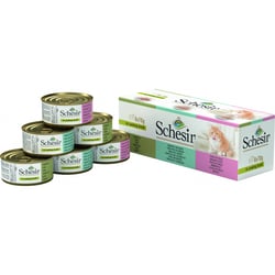 SCHESIR Multipack – Mischung aus 3 Rezepten – Mahlzeiten in Brühe für Katzen – 6 x 70 g